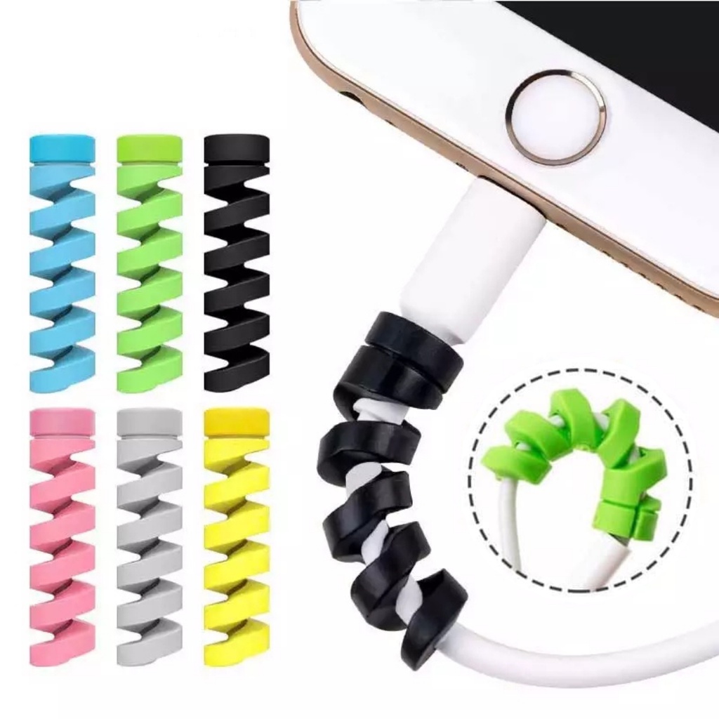 CABLE SAVER PROTECTOR // Pelindung Ujung Kabel Data Charger Spiral Twist // Penutup Ujung Kabel Casan iPhone Android // COD