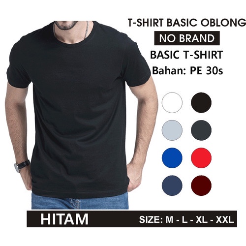 KAOS POLOS PE SEMI COMBED HITAM