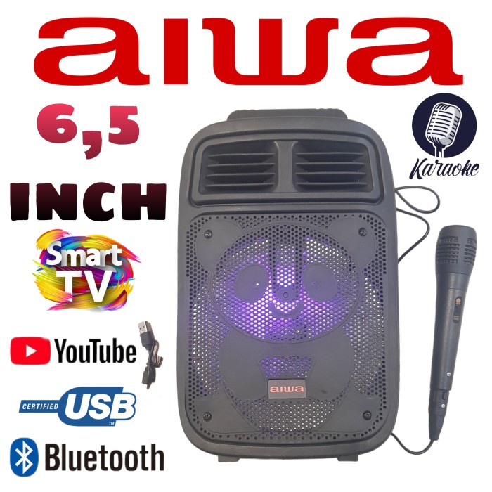 Speaker Karaoke Portable Mini AIWA AW 103 B + Microphone Usb Bluetooth(I5H1) SPEAKER JADUL RETRO VIN