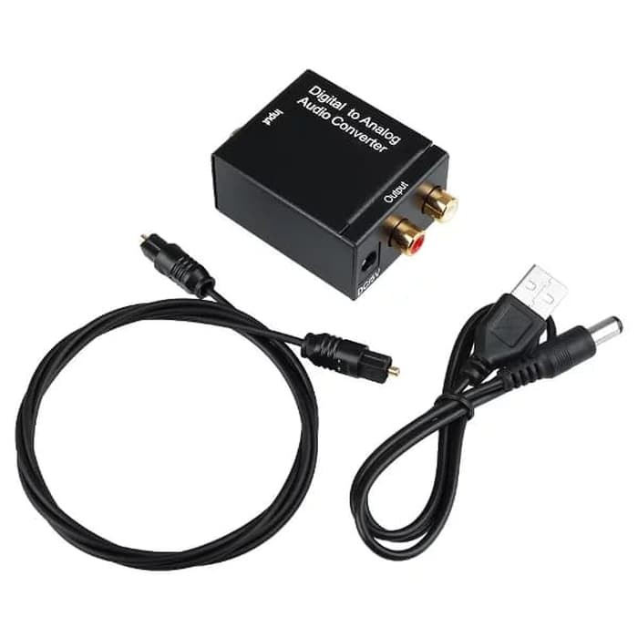 Digital to Analog Audio Converter Toslink Optical Coaxial to RCA untuk LED TV  Bluray Plus Kable