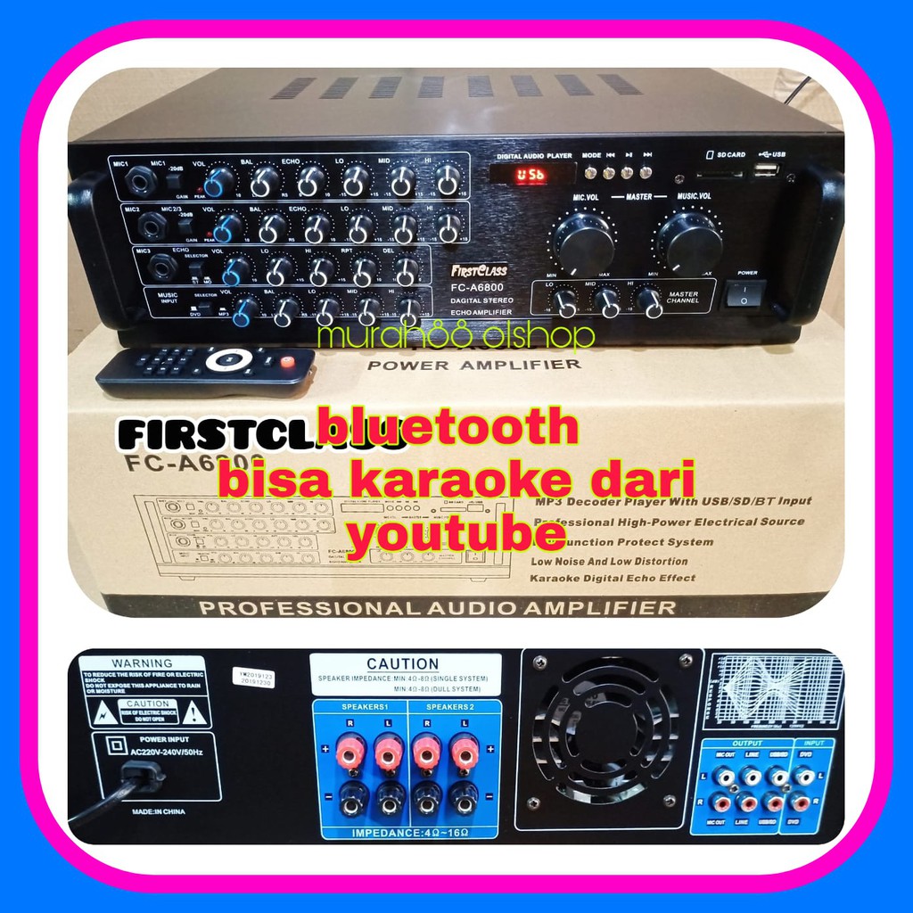 ampli karaoke firstclass a6800 bluetooth usb bisa karaoke dr youtube