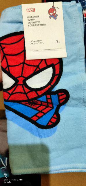 Miniso Cute Spiderman Handuk Anak Children Towel Blue 50 Cm X 25 Cm