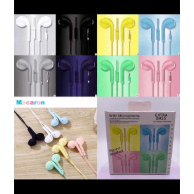 Handsfree/earphone/headset/hf macaron U19 suara super bass kencang