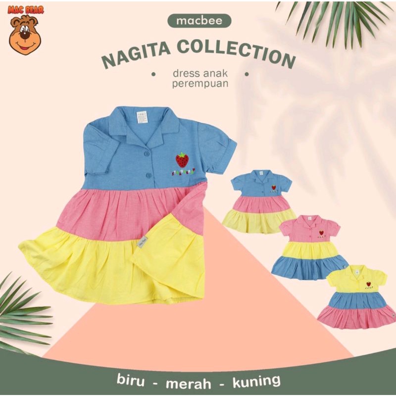 Baju Anak Perempuan Dress Nagita Collection Rainbow Strawberry 6 bulan - 12 tahun