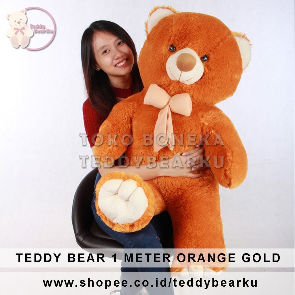 BONEKA TEDDY BEAR JUMBO UKURAN 1 METER WARNA COKLAT GOLD KHAS BANDUNG