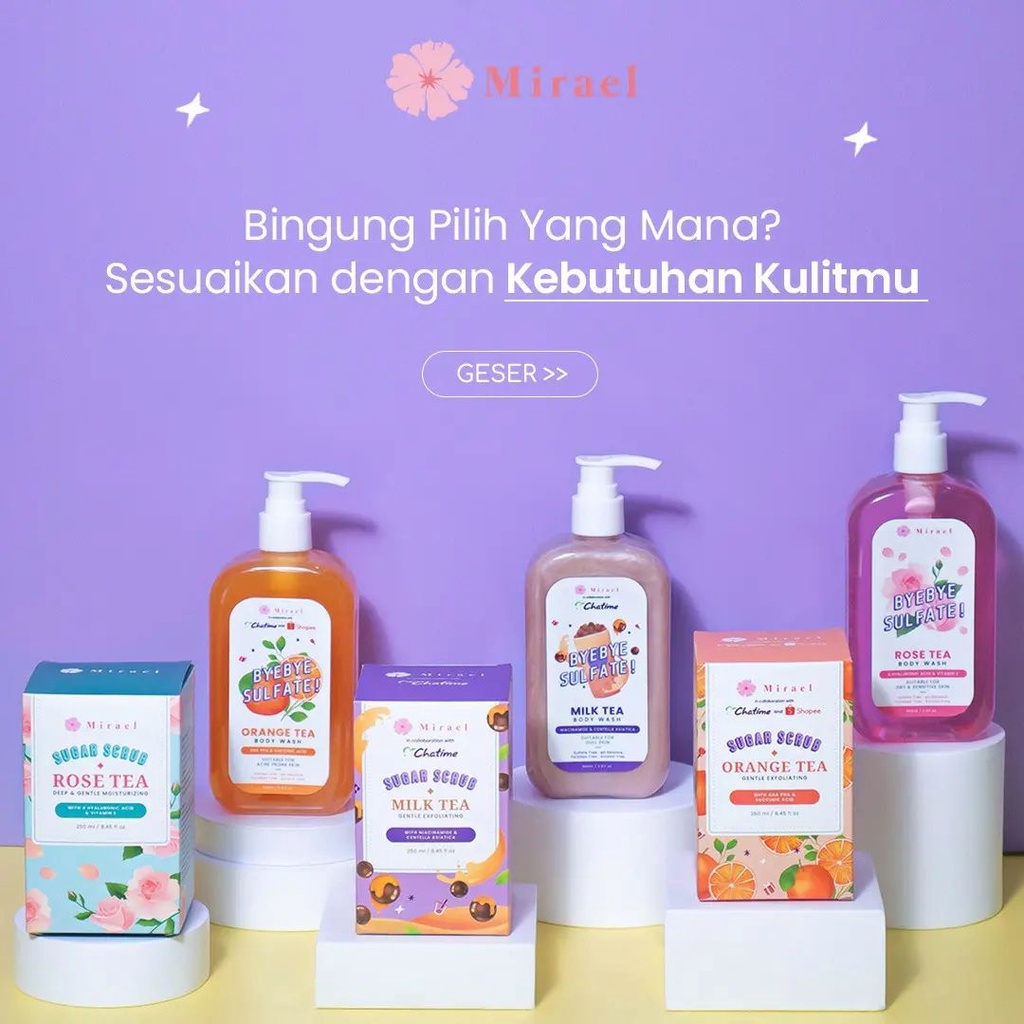 READY MIRAEL BYE BYE SULFATE BODY WASH / BODY SCRUB ORANGE TEA / MILK TEA / ROSE BLOOM / JASMINE / MATCHA