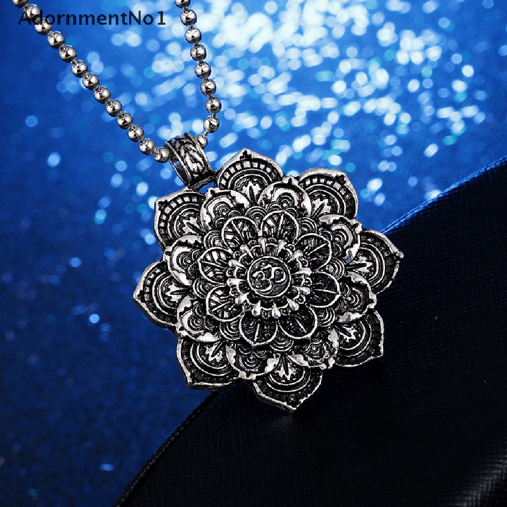 (AdornmentNo1) 1pc Kalung Rantai Pendan Jimat Pola Geometri Tibet Mandala Gaya Retro