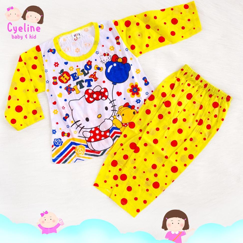 I5J4 [Cyeline] Piyama Baju Tidur Bayi Perempuan Hello Kitty / Dress Stelan Setelan Balita Anak Cewek