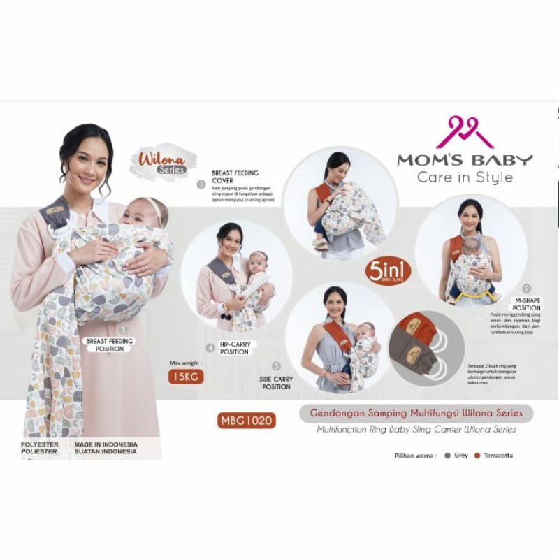 MOMS BABY GENDONGAN SAMPING MULTIFUNGSI WILONA SERIES MBG 1020