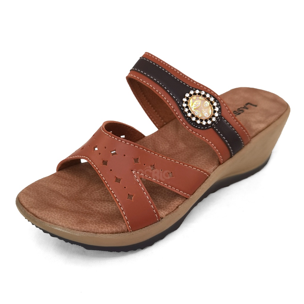 Sandal Selop Wedges Kasual Wanita Lasbio HJ19