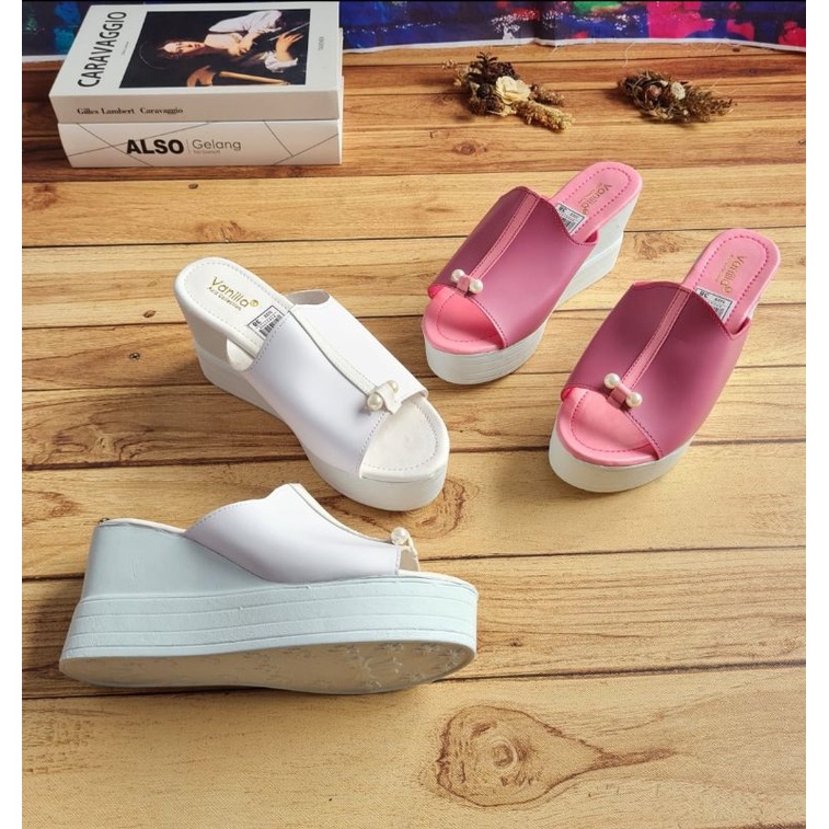 ABBUSHOES Us 106 wedges sol jadi kokop mutiara 7cm