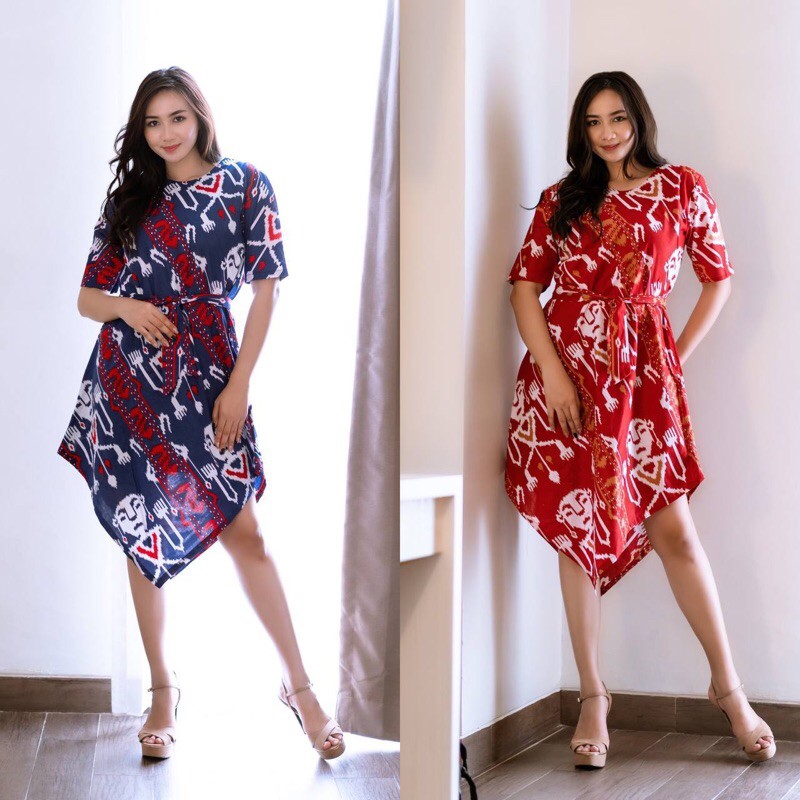 Dress Batik Etnik Motif Tenun | Dress Tenun Kimonik Motif Toraja