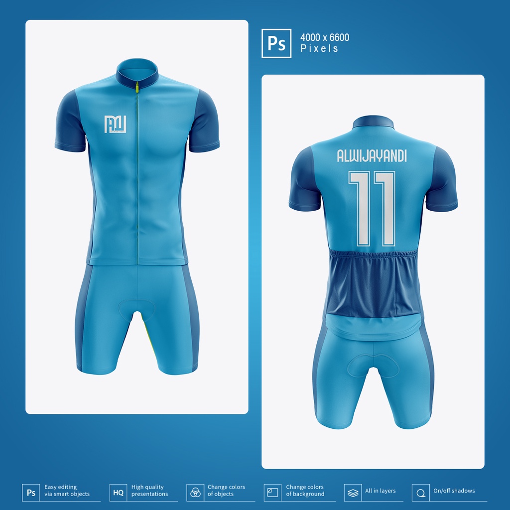 MOCKUP JERSEY SEPEDA PRIA FULLKIT - RESOLUSI 4000x6600 Pixels