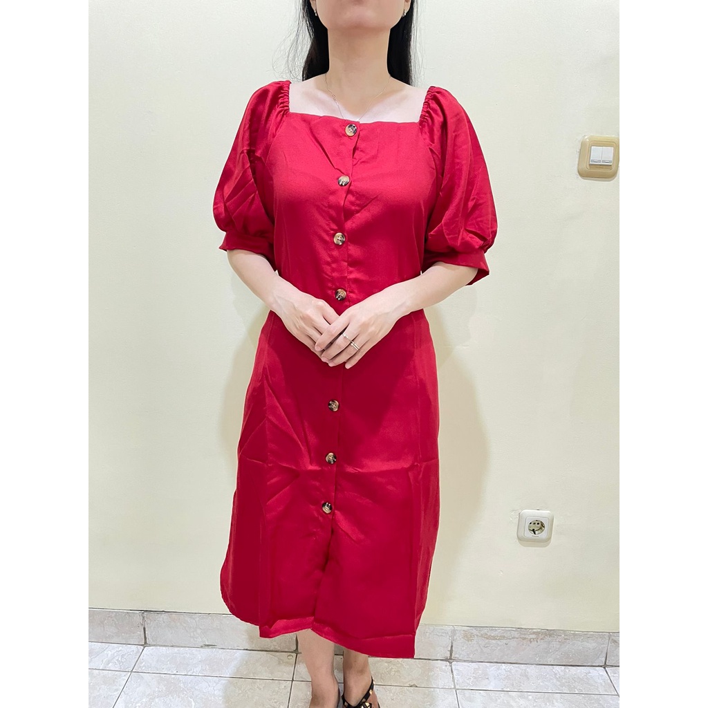 Basic id fashion Dres wanita  elegant / Dres wanita pesta full kancing hidup / Dres busui