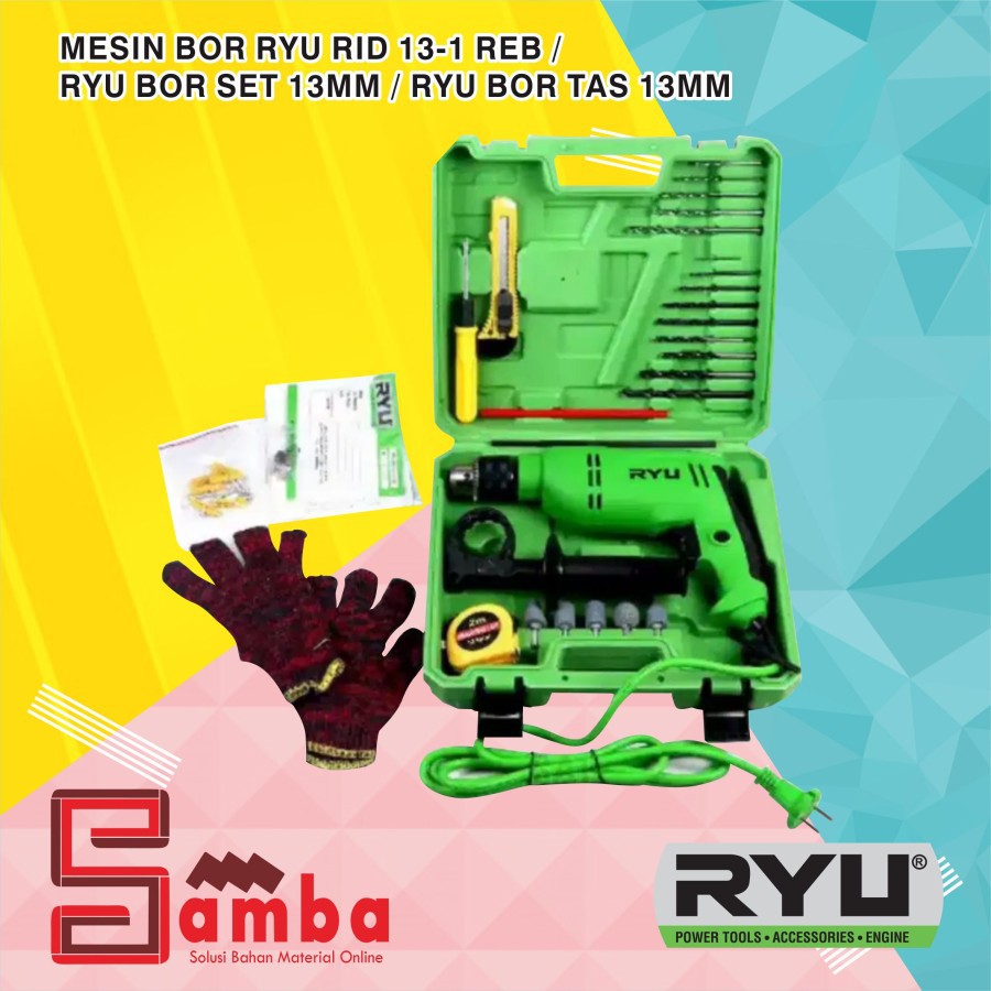 MESIN BOR RYU RID 13-1 REB / RYU BOR SET 13mm / RYU BOR TAS 13mm