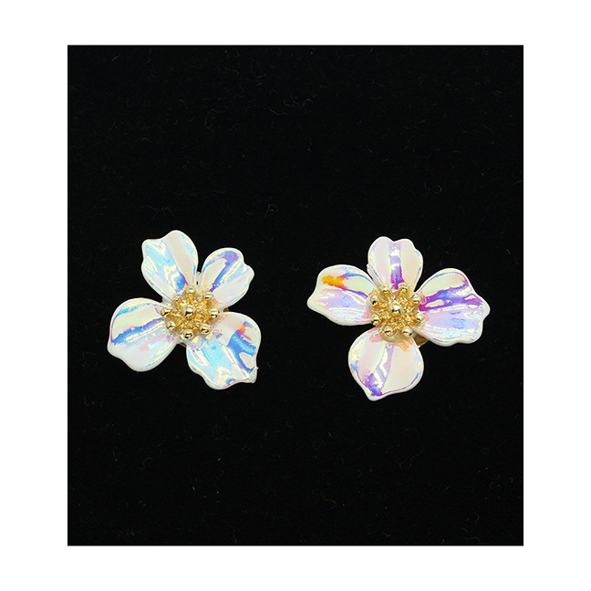 LRC Anting Tusuk Fashion Color Flower Earrings Resin Geometric P82180