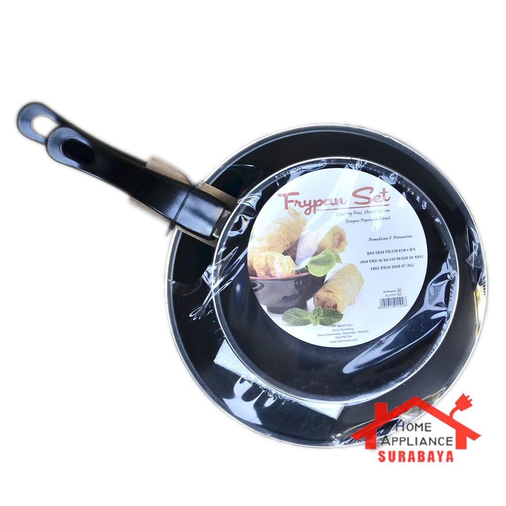 MASPION Frypan Set 2 IN 1 Hitam Penggorengan Non Stick Anti Lengket 18 CM dan 23 CM Set