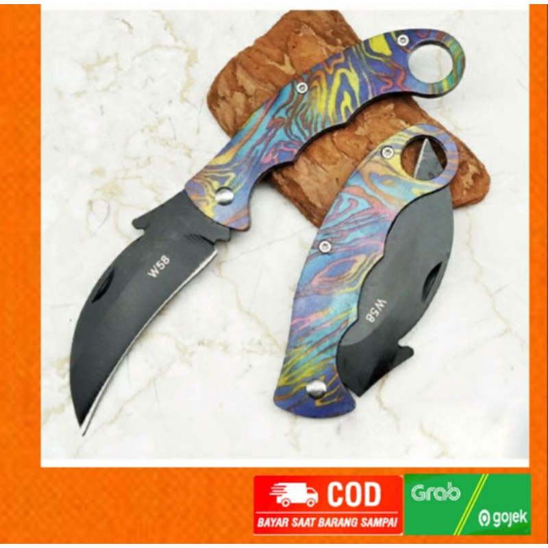 pisau Lipat saku Survival outdoor karambit w58