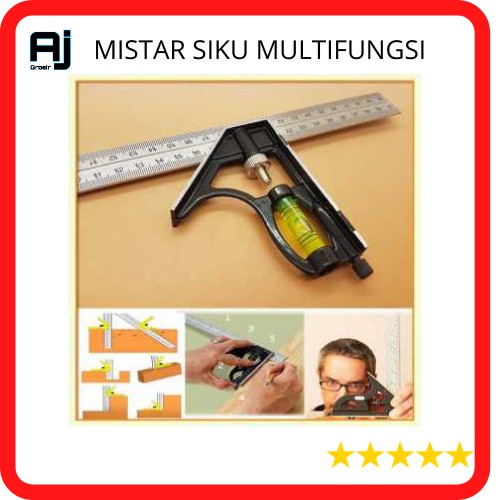 

Mistar Penggaris Siku Tukang Multifungsi - Mistar Penggaris Siku + Waterpass Tukang Murah Import