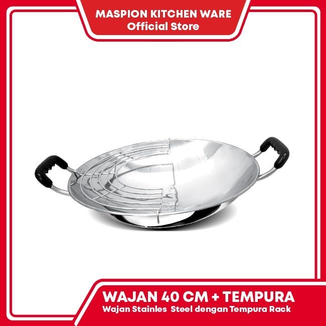 Maspion Wajan Penggorengan Stainless 40 cm Tempura Rack Tirisan