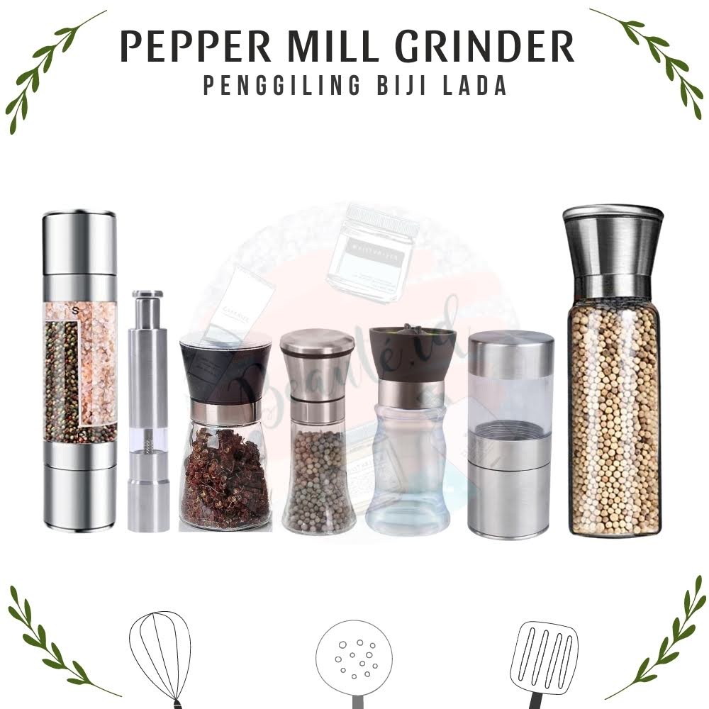 Alat Penggiling Penghancur Penghalus Bumbu Merica Lada Beras Gula Garam Rempah Pepper Mill Grinder Manual Stainless Steel Tebal Premium Grinder Kuat