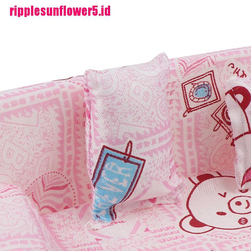 Set sofa Kecil Motif Bunga Dengan 2 Bantal Untuk Boneka