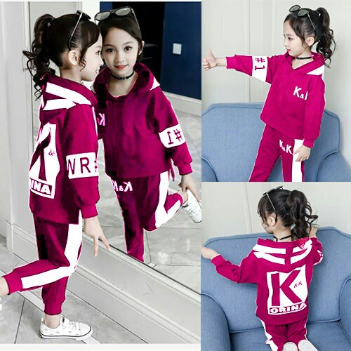 Baju setelan Anak Perempuan Baju &amp; Celana Panjang rina Hoodie ZP