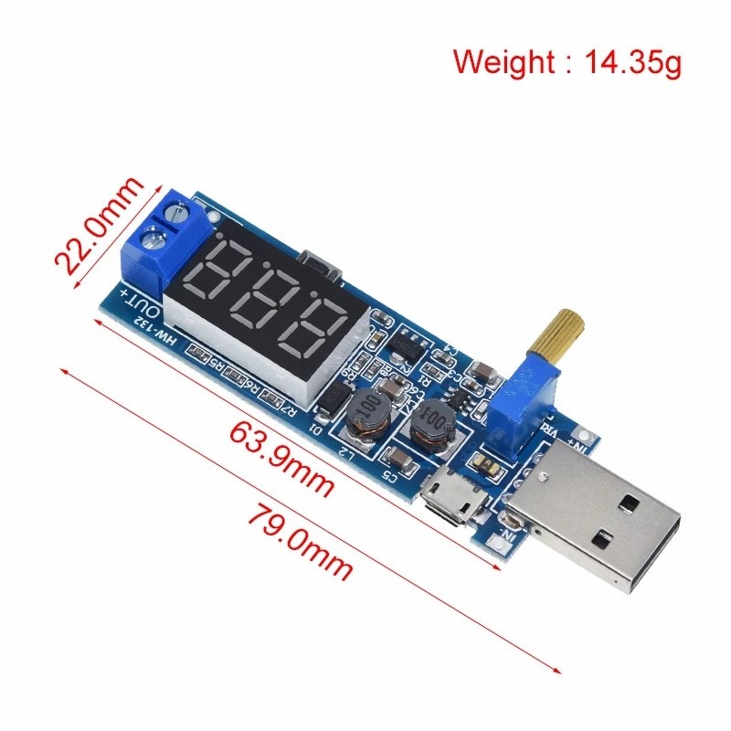 USB Step Up Down Module Power Regulator 5V to 1.2V~24V DC Adjustable