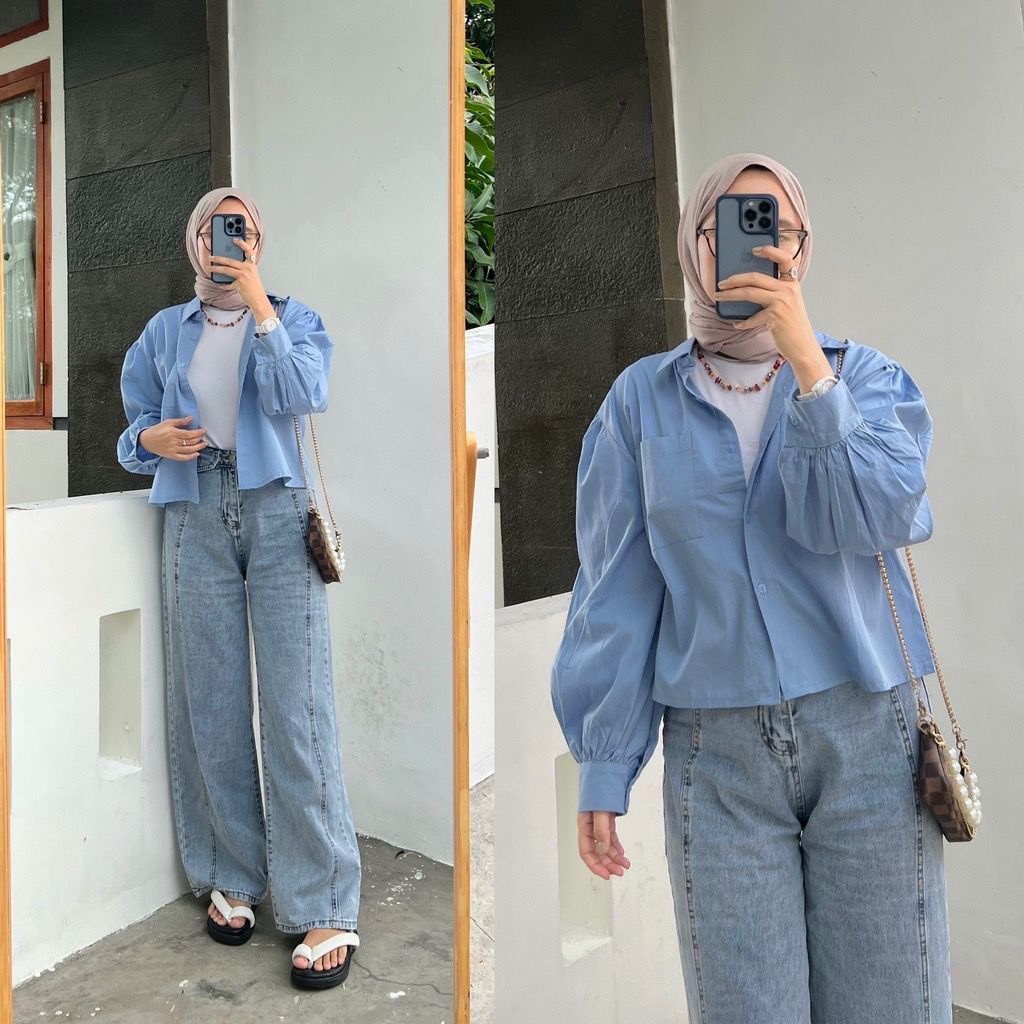 GFS RESTOCK BEST SELLER RUVIN LINEN OVERSIZE CROP SHIRT