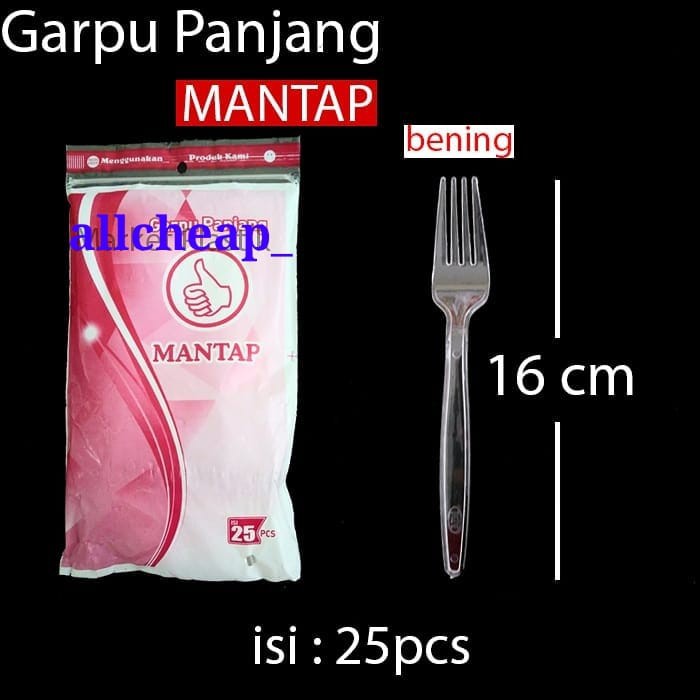 isi 25pcs garpu makan plastik panjang bening kualitas tebal fim mantap