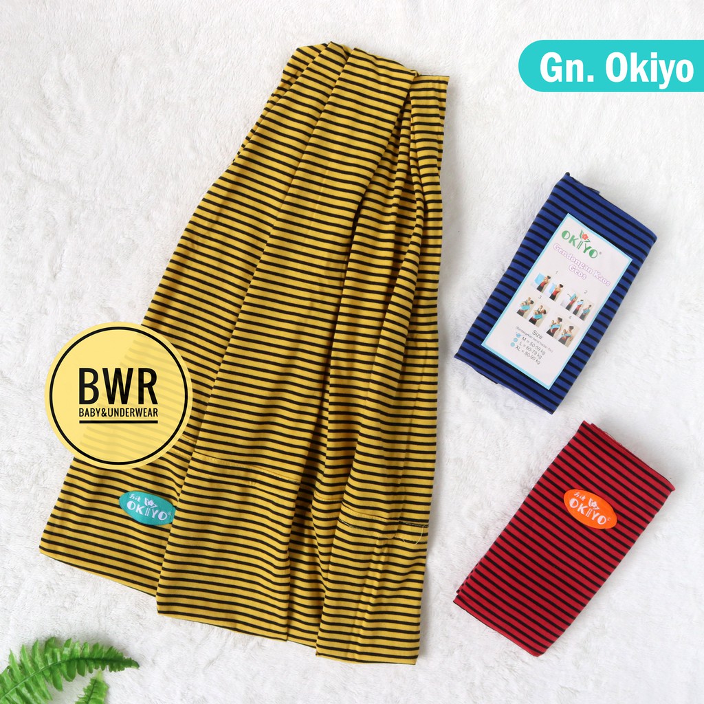 Gendongan Kaos OKIYO Motif Salur ( Geos ) Kain Gendong Bayi Instan Kaos SALUR / Cukin instan