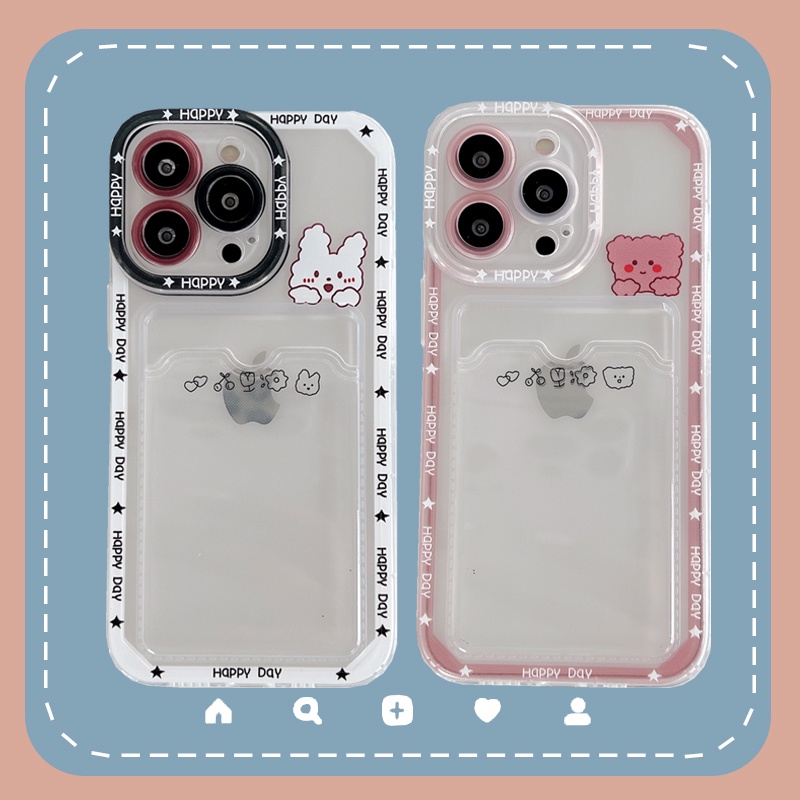 Soft Case Pelindung Transparan Desain Beruang Dan Kelinci Untuk iPhone 12 13 Pro MAX 11 X XR XS MAX 7 8 Plus