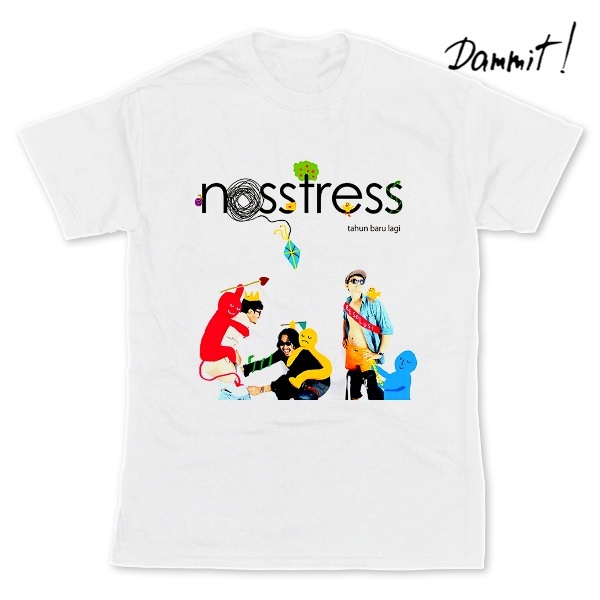 KAOS MUSIK NOSSTRESS INDIE FOLK BALI - KAOS BAND PREMIUM - PUTIH - S, M, L, XL, XXL.