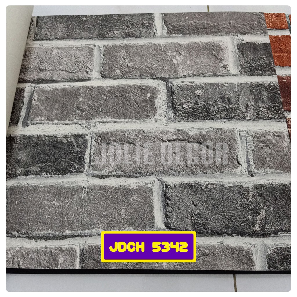 Wallpaper Dinding Vinyl Motif Bata Industrial Abu-Abu