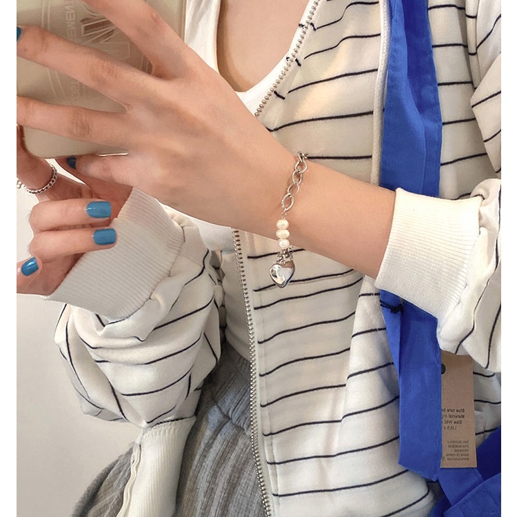 Chain Pearl Love Bracelet Female Ins Love Pendant Bracelet
