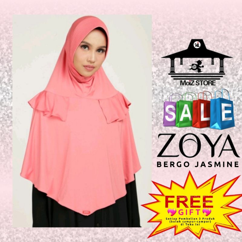 Zoya Bergo Jilbab Hijab Bergo Kerudung Krudung Jasmine Polos Zoya Instan Instant Langsung Zoya Polos
