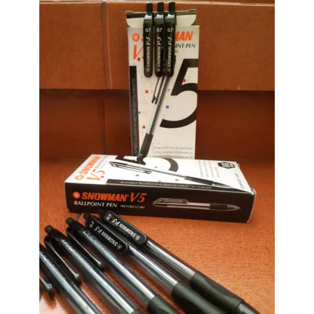 

SNOWMAN V5 ballpoint pen Hitam - Pulpen Snowman V5 0.7mm / box isi 12 pcs