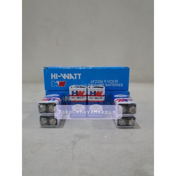 Baterai Kotak/Baterai Petak/Battery 6F22 9V Hi-Watt Rechargeable SNI