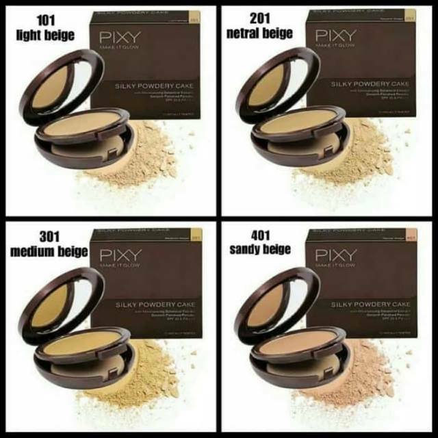 PROMO PIXY MAKE IT GLOW  SILKY PÒWERY CAKE/BEDAK PADAT+TEMPAT PIXY/PIXY/BEDAK PADAT