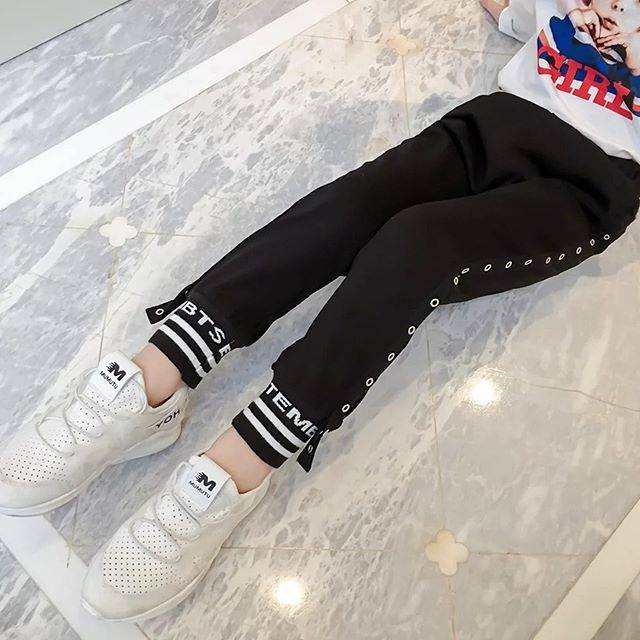 GA2644 CHANN BLACK PANTS CELANA PANJANG JOGER JEGGING ANAK HITAM KEREN HIP HOP MURAH IMPORT KOREA