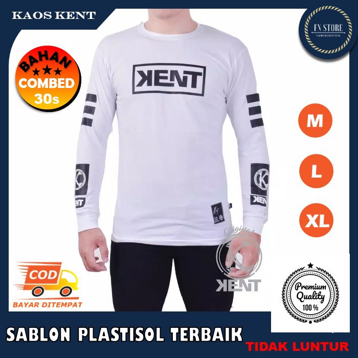 KENT KAOS LENGAN PANJANG DISTRO WARNA PUTIH