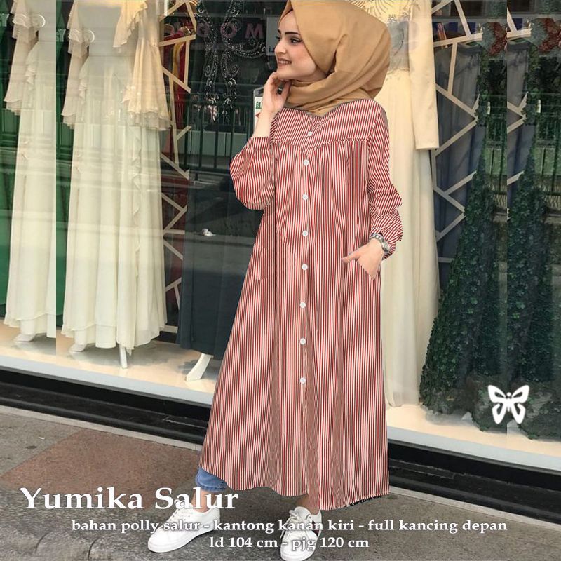 ELDE 5 - Yumika salur tunik Dress bahan polly , Ld 104 , Pjg 120