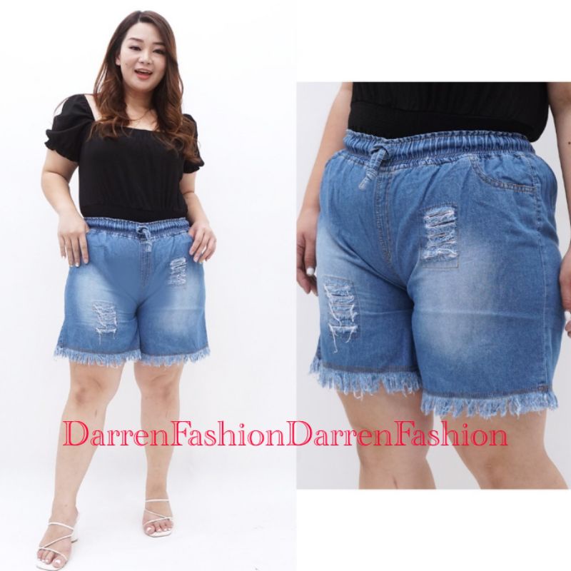 Hot Pants Fenny Jumbo . Celana Pendek Jeans Denim Jumbo . Celana Pendek Jeans Bigsize Murah