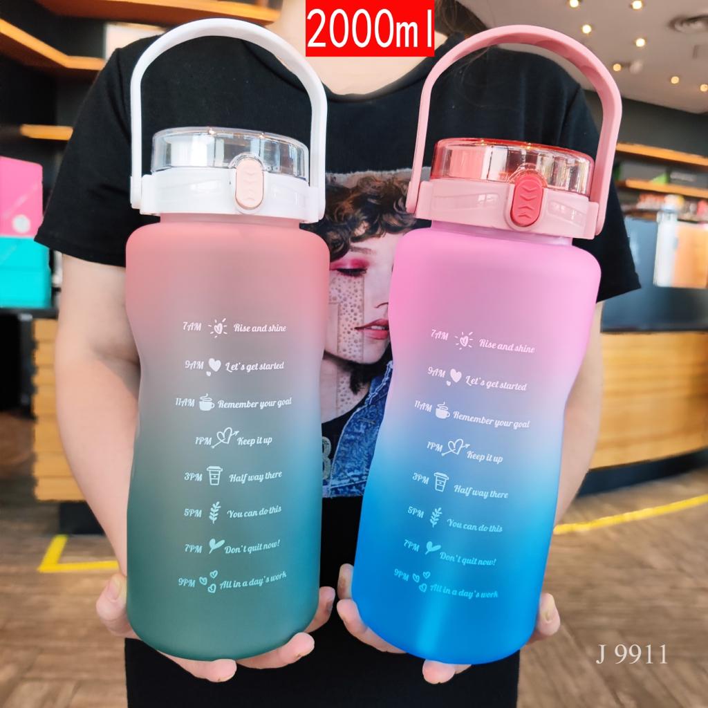 BOTOL MINUM GRADASI  RAINBOW REMINDER BOTTLE J 9911