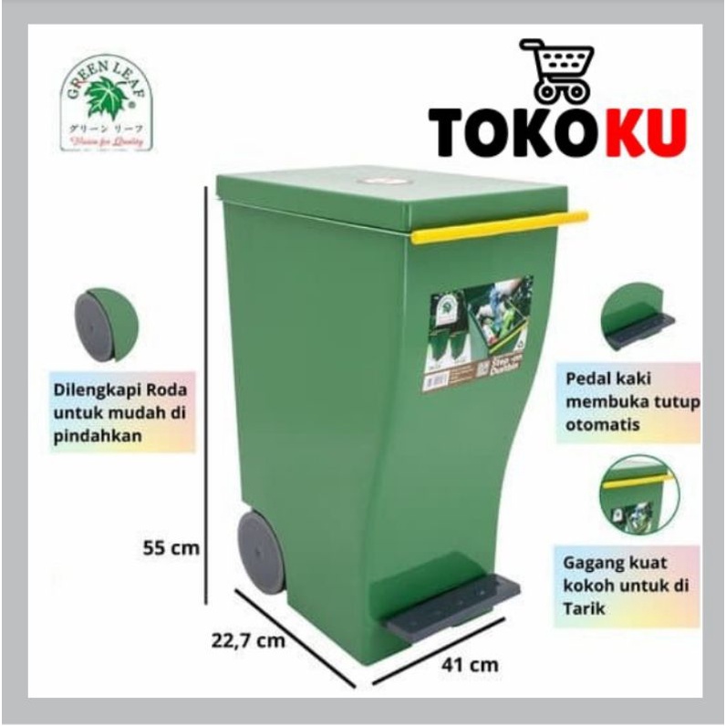 TEMPAT SAMPAH INJAK VENTURA 34 LITER GREEN LEAF 2129/TONG SAMPAH INJAK