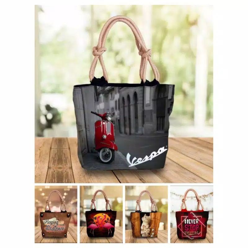 tas Tote bag tali sumbu/totebag canvas sublim tas wanita tas bahu