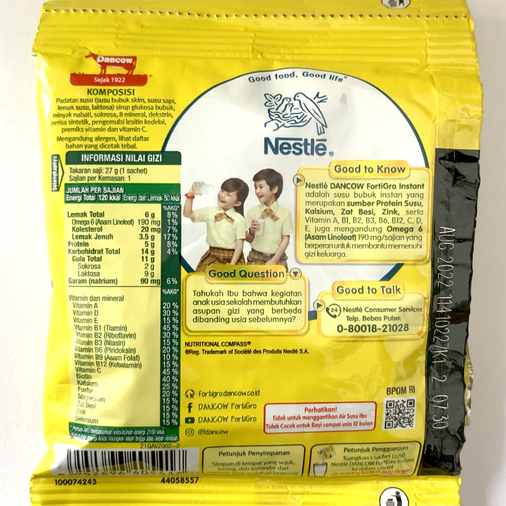 

Susu Bubuk Instant NESTLE DANCOW Fortigro Sachet 27 g