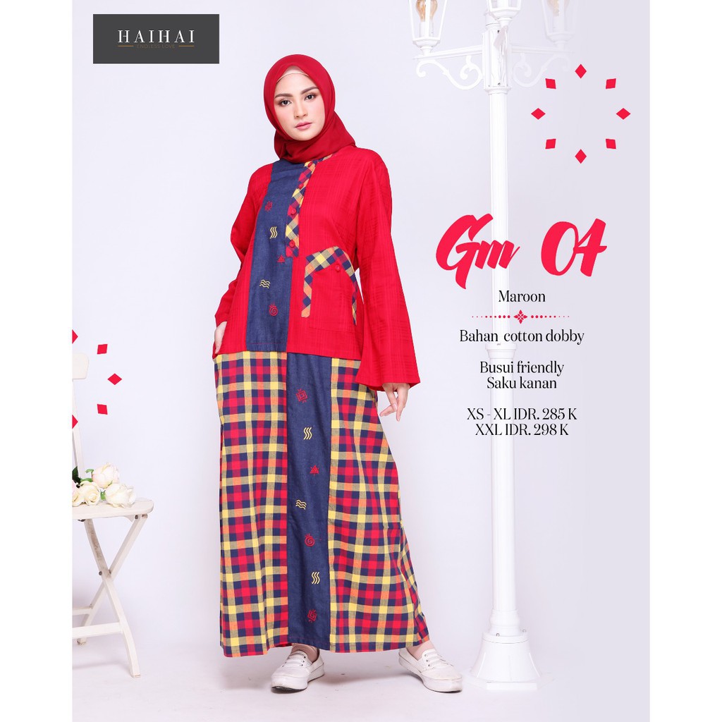 GAMIS DEWASA PREMIUM HAIHAI GM 04 RED / GAMIS KATUN BUSUI