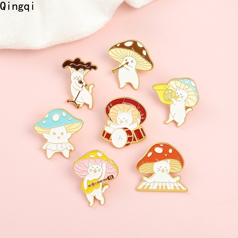 Bros Pin Enamel Bentuk Jamur Piano Gitar Saxophone Drum Untuk Hadiah Anak