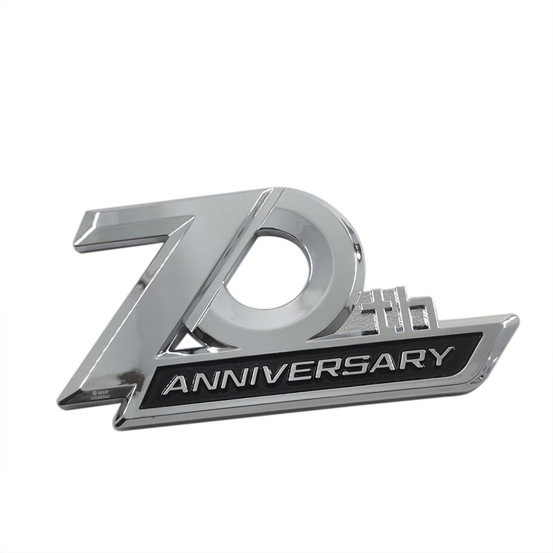 1pc Stiker Emblem Logo 70th ANNIVERSARY Warna Silver Glossy Untuk Dekorasi Mobil